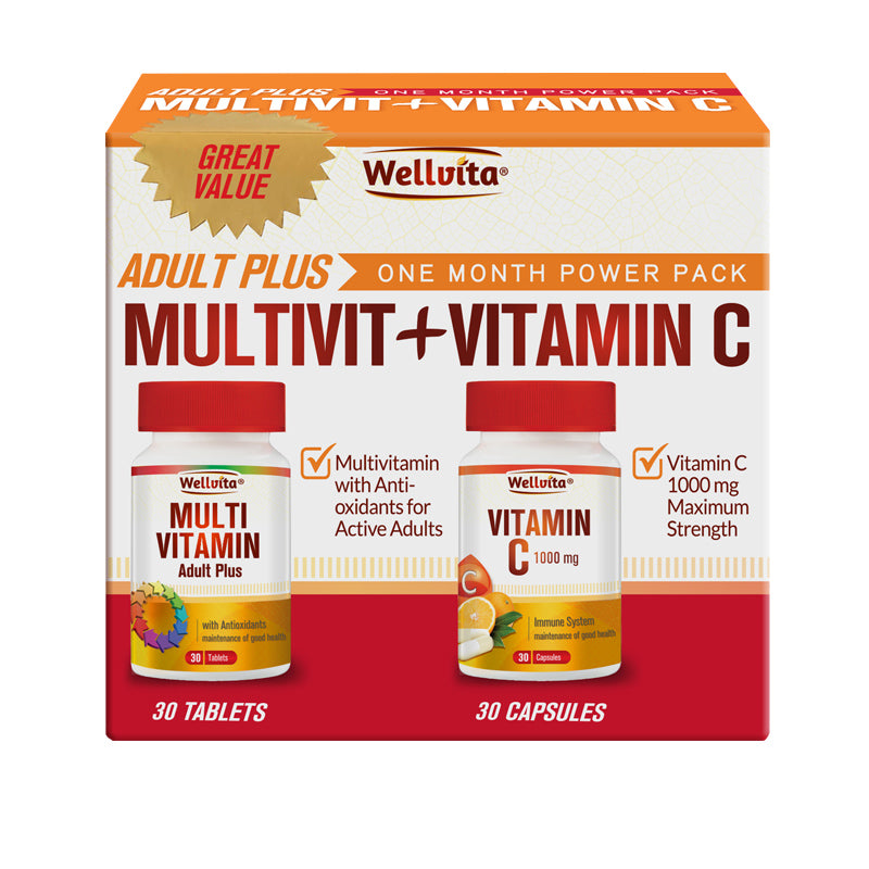 Wellvita Adult Multivit + Vitamin C Power Pack