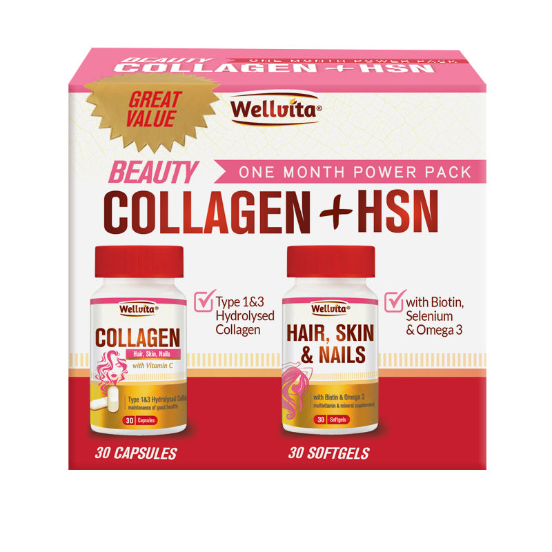 Wellvita Beauty Collagen + Hair,Skin, Nails Power Pack