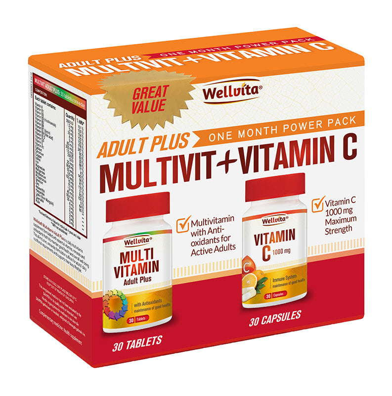 Wellvita Adult Multivit + Vitamin C Power Pack